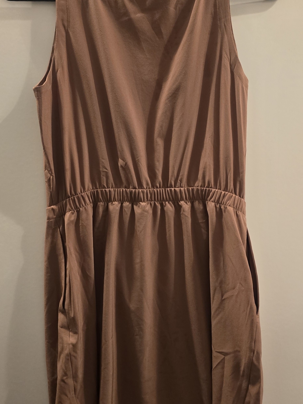 Sleeveless Rust Brown Elastic-Waist Dress
